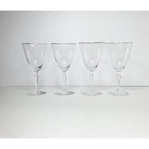 Fostoria PRISCILLA Clear Stem 6092, Set of 4 Wine Goblets, 7”